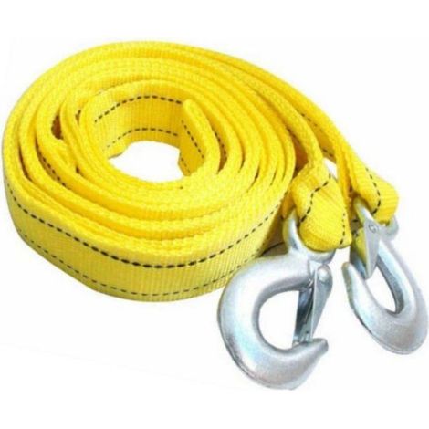 Câble de remorquage voiture - 4 m, 5000 kg nylon et acier jaune (1/4)