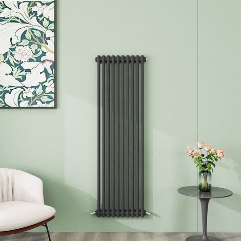 AICA 1500x470mm Anthracite Vertical Traditional Radiator Cast Iron 2 Column Heating UK