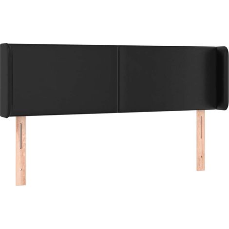 Tête de lit avec oreilles réglable en hauteur similicuir chambre noir 147 x 16 x 78/88 cm, 10.25kg (1/5)