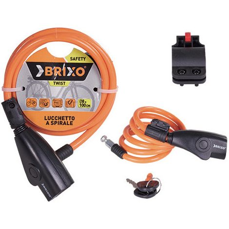 Candado de espiral para bicicleta Twist 12 × 1500 mm resistente con 2 llaves - Brixo
