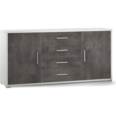 Credenza Bianco Nero Contenitore Mobile 2 Ante 4 Cassetti in Legno Tv (1/2)