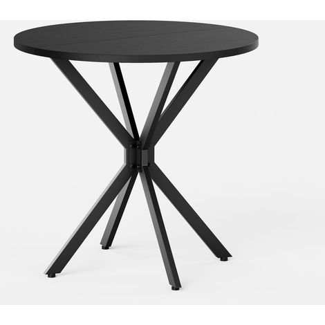 Table ronde avec pieds en X, 80 cm - table de cuisine et table à manger pour bureau à domicile, balcon ou comme table basse - noire (1/5)