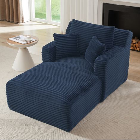 Méridienne de corduroy azul sin montaje OKWISH (1/5)