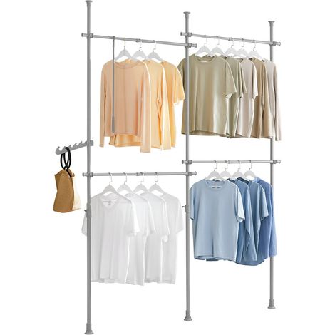 [JAMAIS UTILISE] SoBuy SoBuy Portemanteau - 4 tringles à linge - réglable - 124-226 x 200-285 cm