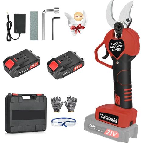 Electric Pruning Shears 40mm Electric Pruning Shears with Batteries 21V/2000mAh Cordless Pruning Shears for Gardening, Vine, Fruit Tree (1/5)