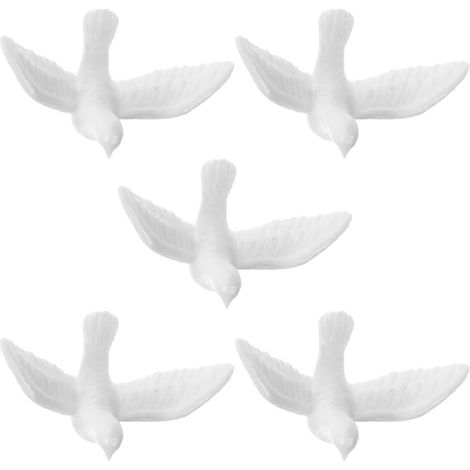 Juego de 5 miniaturas realistas de palomas blancas, figuras de resina para el hogar, muñecas y jardín.