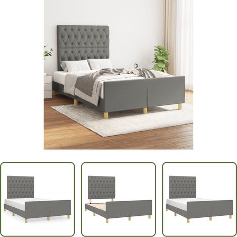 Kopfteil -  Bettgestell ohne Matratze Dunkelgrau 120x190 cm Stoff (1/5)