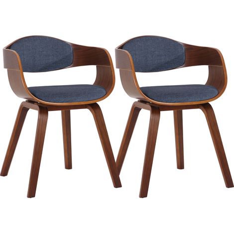 Lot de 2 chaises de salle à manger design scandinave en tissu bleu et structure en bois foncé 100001724 (1/5)