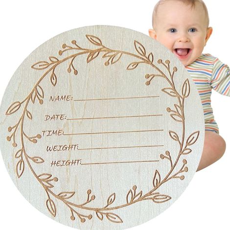 Plaque ronde de 15 cm pour annoncer une naissance, en bois de tilleul, avec la phrase « Hello World » pour la décoration de la chambre de bébé (L3). (1/5)