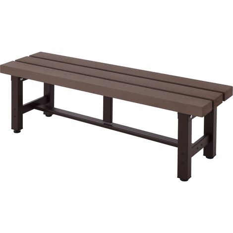 Banco de jardín de aluminio HHG-663, banco de parque asiento banco de balcón, resistente a la intemperie WPC 120cm, marrón (1/5)