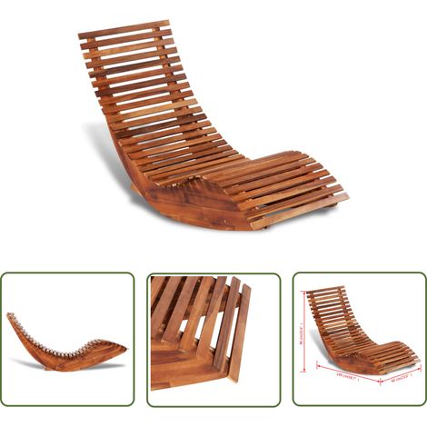 The Living Store Chaise longue basculante Bois d'acacia - Chaises De Jardin - Chaises Longues - Mobilier De Jardin - Chaise Bascule - Acacia (1/4)