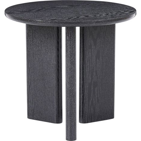Tavolino in MDF con impiallacciatura in carta 3 gambe rotonde a pannello nero Cowal