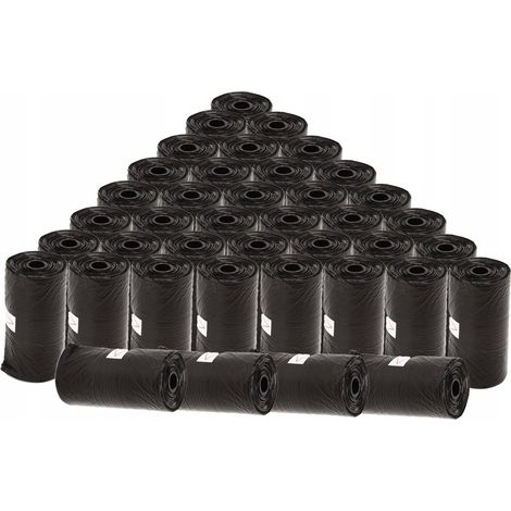 Sacchetti per escrementi di cane 6,5 cm x 2,5 cm 15 pezzi/rotolo - Nero 40 rotoli 600 sacchetti