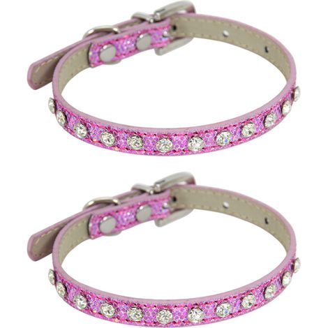 Collier Pour Chien Et Chat - Cuir Suédé Doux Avec Strass Brillants - Accessoire Réglable Pour Animaux De Compagnie - 1 Pièce (1/5)