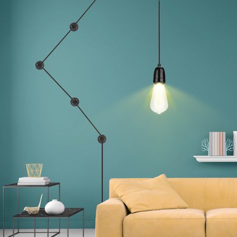 Suspension lumineuse rétro LED E27 85-265V, lampe pendante avec câble d'alimentation de 4 m, céramique vintage (1/5)