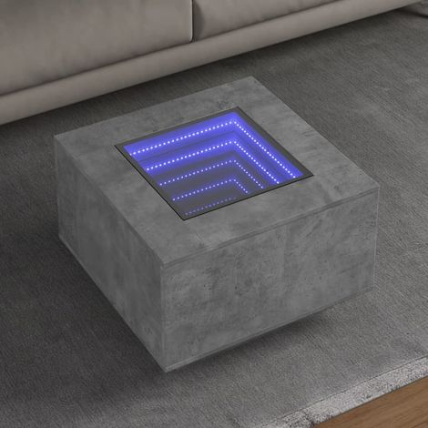 Mesa de centro y LED madera ingeniería gris hormigón 60x60x40cm vidaXL (1/5)