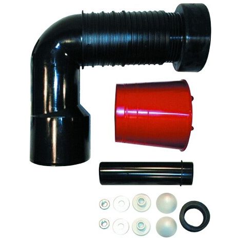 Curva di scarico per WC sospeso DN90/110 con guarnizione, accorciabile, tappo di protezione e set di allacciamento HL226 (1/2)
