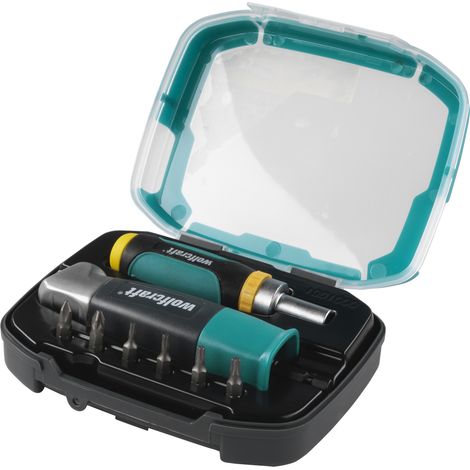wolfcraft - Coffret de Vissage d'Angle - Kit pour Percer et Visser en Angle - 8 pièces - réf. 1001000