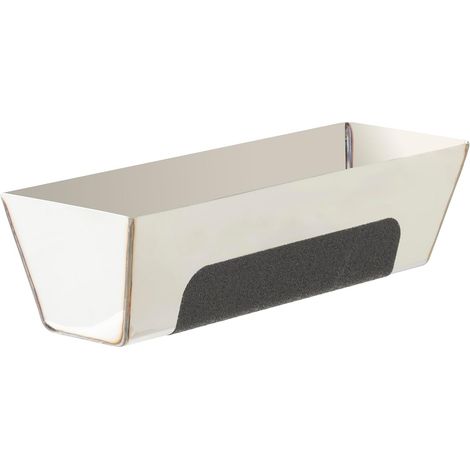 1 - Bac à enduit - Auge de maçon - Application de joints et enduits - Acier inoxydable avec poignée antidérapante - Pour cloisons sèches - Argent - 31,5x12x6cm (1/5)