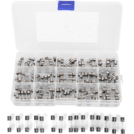Lot de 150 fusibles verre 5x20mm 0,1A-30A, 250V, kit de sécurité à isolation renforcée, ignifuges et portables. (1/5)