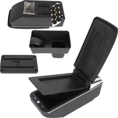 Reposabrazos para Suzuki Swift 04-18 con compartimento de almacenamiento, cuero ecológico negro + kit de instalación.