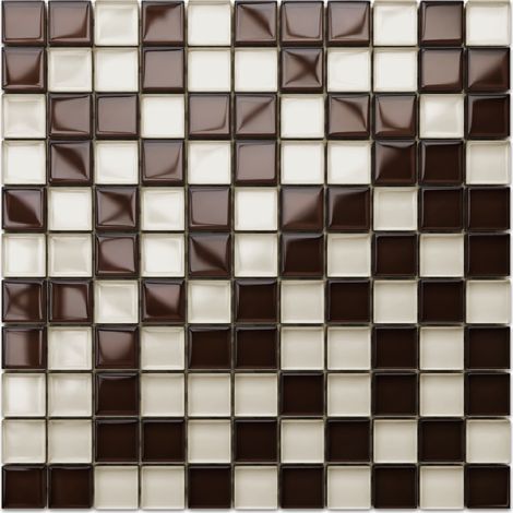 Ilcom mosaico in vetro su rete per bagno e cucina 30cm x 30cm - White walnut (1/5)