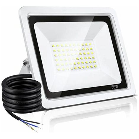 Projecteur extérieur LED 50W, 10000LM, blanc froid 6500K, étanche IP66, idéal pour les jardins et les garages. (1/4)