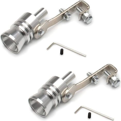 D'échappement Sifflet,2 Pcs Turbo Simulateur,Silencieux Universel Voiture,Sifflet D'échappement Universel Turbo,pour Tuyau Déchappement de Voiture,pour Diamètre 56-85MM, argent, 120mm 69mm-LIAIKI