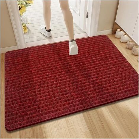 Paillasson extra long et fin - les entrées et les couloirs. Dimensions : 80 x 120 cm. Coloris noir et rouge - imperméable et antidérapant. Très absorbant (1/5)