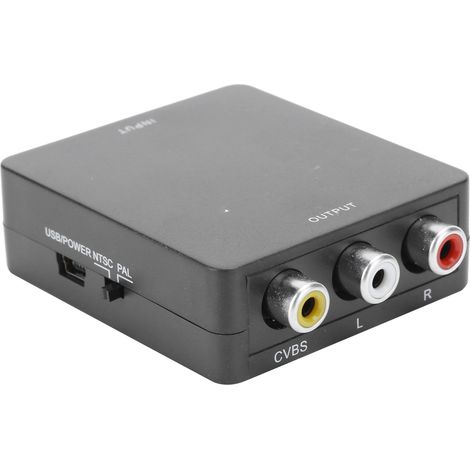 Mini convertisseur HDMI vers AV, boîtier vidéo RCA AV CVSB L/R 1080P, adaptateur HDMI2AV HDTVnoir (1/5)