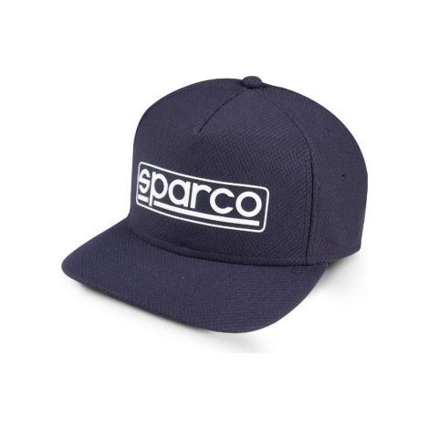 Casquette extensible Sparco avec visie're, bleu marine, casquette en polyester avec logo en caoutchouc TPU en relief