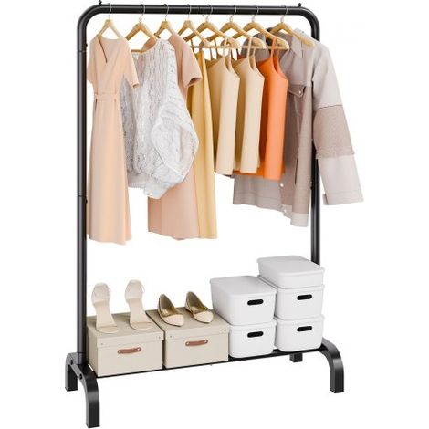 Kleiderständer Garderobenständer 1 Kleiderstange, Strapazierfähiger Kleiderständer Schwarz 400 x 1010 x 1510 mm Kleiderständer für Schlafzimmer, Wäscheraum, Ankleidezimmer, Eingang usw. (1/5)