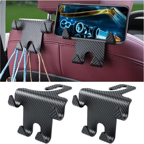 2 ganchos para asientos de coche, ganchos universales para reposacabezas de coche, ganchos para reposacabezas de asiento, para colgar ropa, bolsos y bolsas de la compra. (1/4)