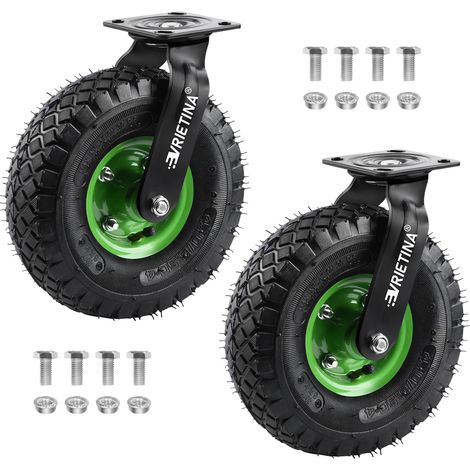 2 Roulettes Pivotantes Charge Lourde 250mm pour Extérieur Roues Gonflables 270KG Antichocs avec Treads Anti-Dérapants pour Chariots, Atelier, Meuble Jardin et Équipement Lourd et Industrie (1/5)