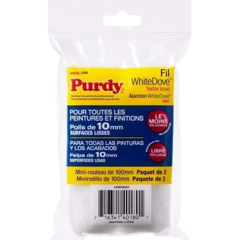 Purdy Mini White Dove Roller Sleeve, 4-Inch (100 x 10mm), 3/8-Inch Nap, Pack of 2