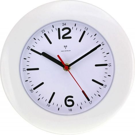 Horloge Murale - Quartz Radio-Pilotée - Blanc - Diamètre 25 Cm - Pour Salon Intérieur - 1 Unité