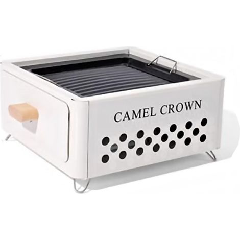 Quadratischer Holzkohlegrill for den Außenbereich – tragbare Grill-Feuerstelle for Kochen im Garten und beim Camping(White,Plus Baking Sheet) (1/5)