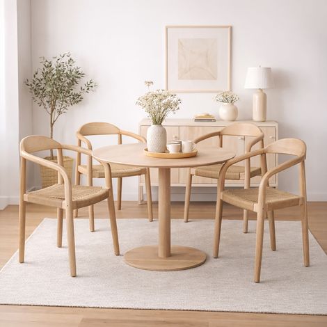Lot de 4 chaises en bois d'eucalyptus et cordage sable - EALA (1/5)