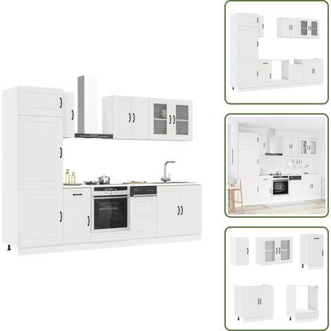 vidaXL 8-tlg. Küchenschrank-Set Kalmar Weiß Holzwerkstoff (1/5)