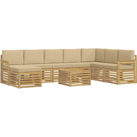 Outdoor Sofa Set 7 pcs White and Beige 59 x 59 x 37 cm vidaXL (1/5)