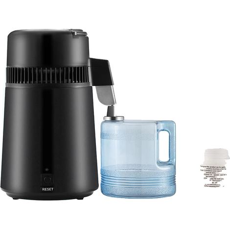 Distillateur d'eau, capacité de 6,3 gallons, construction en acier inoxydable, Noir 4L (1/2)