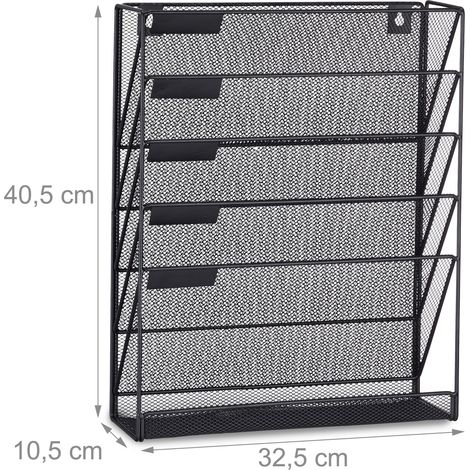 Portariviste da parete moderno con 6 scomparti 40,5 x 32,5 x 10,5 cm in metallo nero 130005358