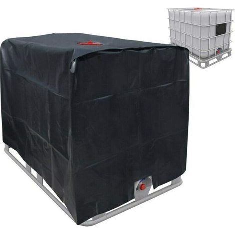 Tapa para depósito IBC de 120 x 100 x 116 cm y 1000 L - Material de polietileno de alta densidad, color negro, tapa protectora para depósito de agua 210D o depósito de agua de lluvia. (1/5)