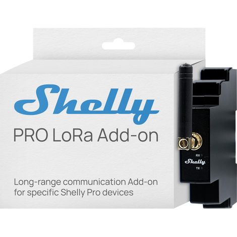 Shelly Pro LoRa Add-on – Modulo LoRa Lungo Raggio per Dispositivi Shelly Pro, fino a 5 km, 868 MHz, Connettore SMA, Guida DIN, IoT, Smart Building, Agricoltura e Automazione Industriale (1/5)