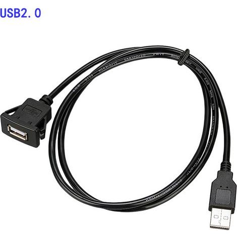 Câble d'extension USB 2.0 mâle vers femelle pour tableau de bord de voiture étanche à la poussière 1m (1/4)