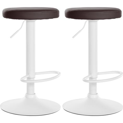 Set de 2 taburetes de bar Ponte en polipiel Marrón Metal blanco mate