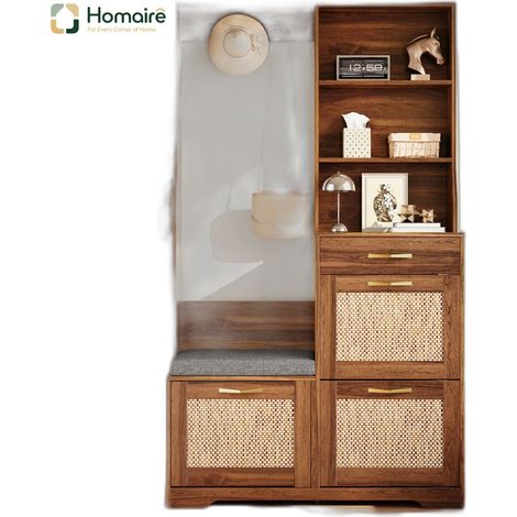 Meuble de rangement noyer en mdf 100 x 30 x 170 cm HOMAIRE (1/5)
