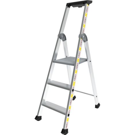 XPERTY 2475303 Marchepied Professionnel Aluminium 3 Marches, Renforcé de Polyamide Fibre de Verre, Liaison Sertie, Sabots Antidérapants (1/5)