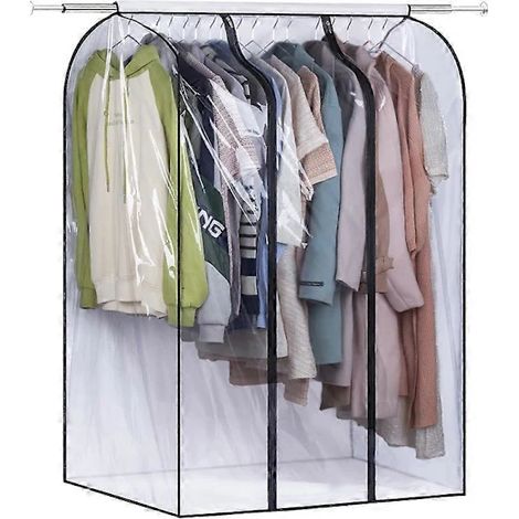 Housse de protection pour vêtements, 40 pouces, couleur transparente, pour la protection des placards et au quotidien, pour un rangement pratique à domicile.-AquaForge (1/5)