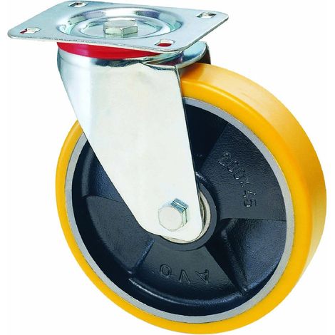 Ruota a Forcella Girevole 22 Avo a Zincr Pol.gial D Ghisa D.mm 125X25 P.mm